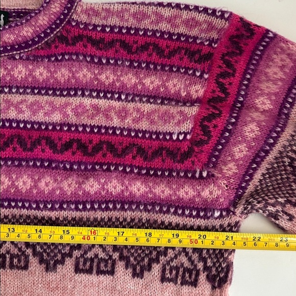 Alpaca Connections Peru alpaca blend purple pink crew neck long sleeve sweater - Picture 14 of 16